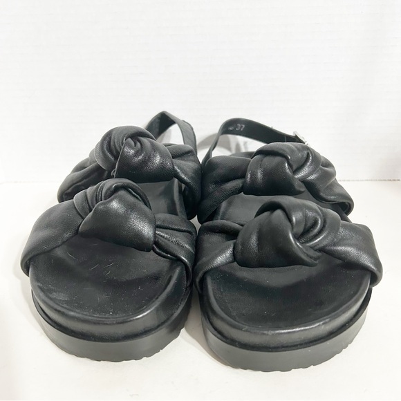 HUSH Naxos Leather Knotted Strapped Sandals Molded Footbed Sling Backs Blacks 🖤 - Picture 8 of 11